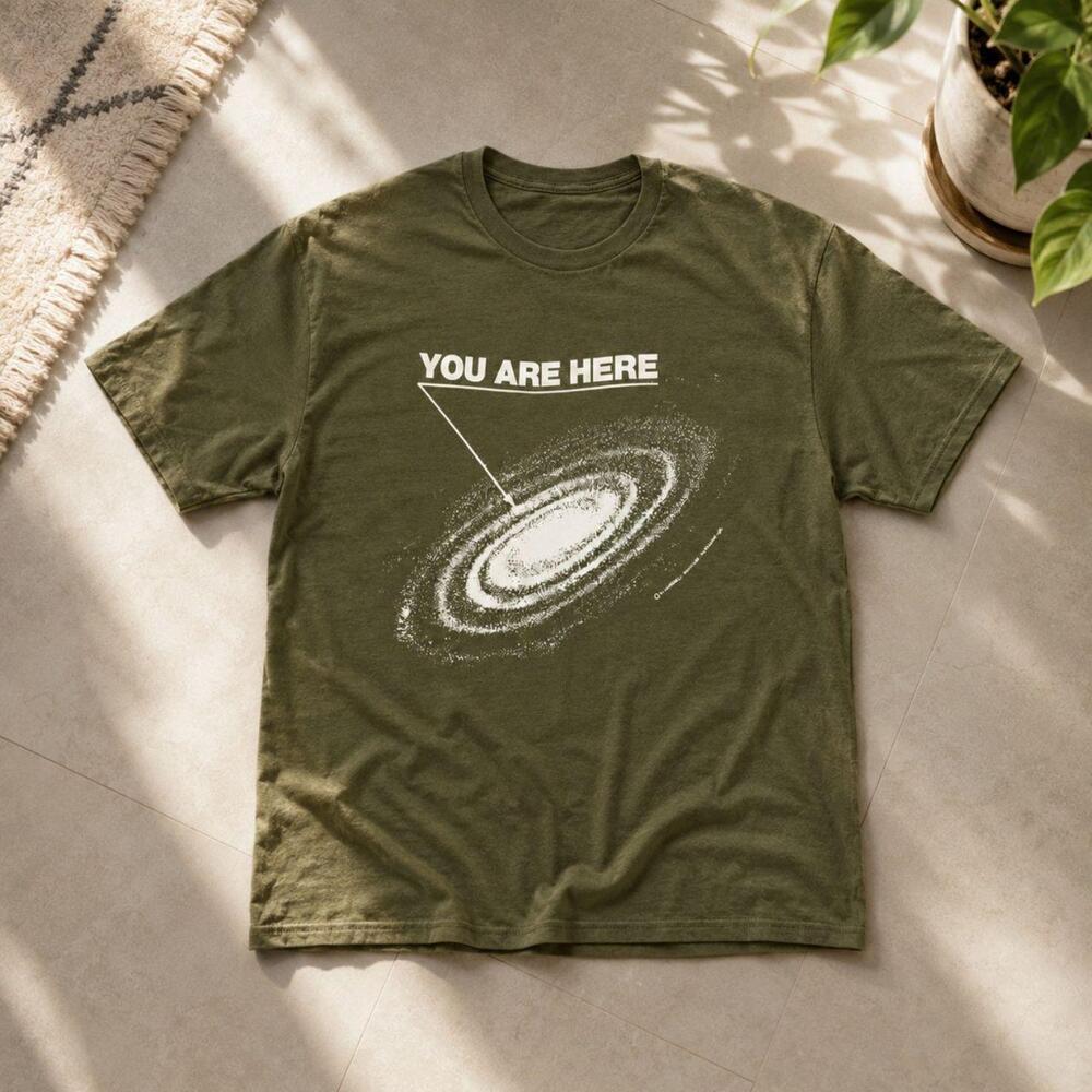 You Are Here Galaxy Graphic Tee Olive Green Unisex